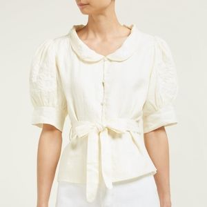 Innika Choo Linen Embroidered Sunflower Blouse